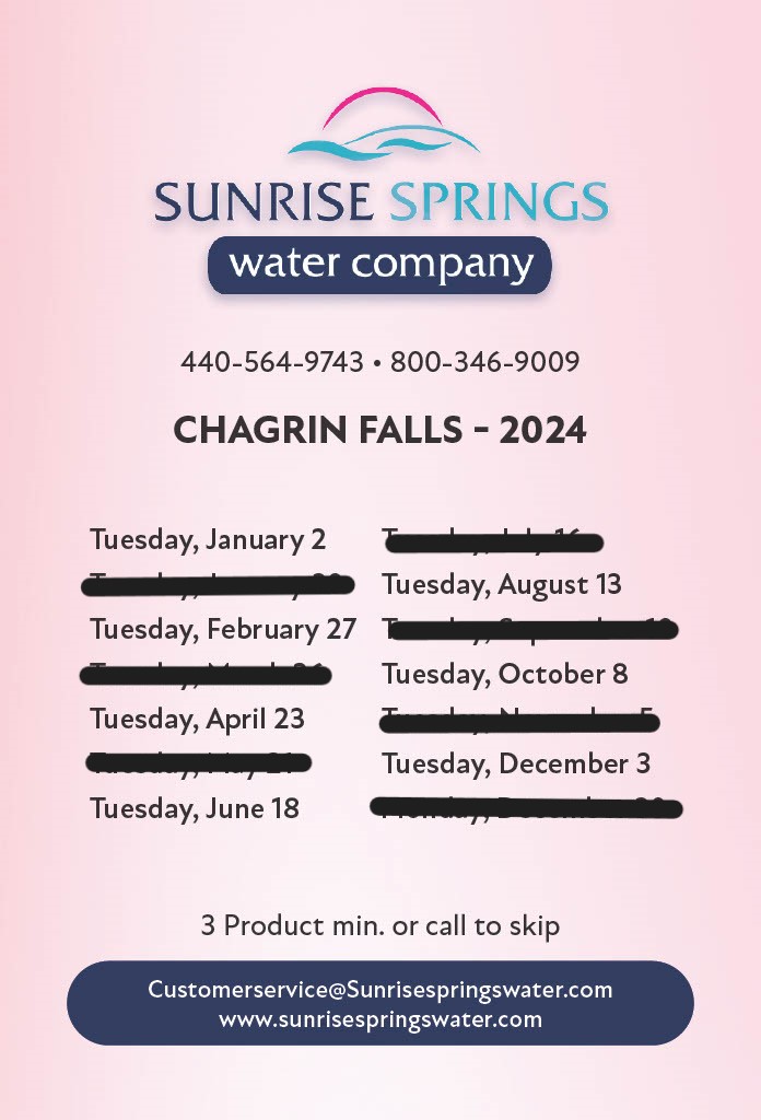 Chagrin Falls 2024 EOM 12 Sunrise Springs Water Company